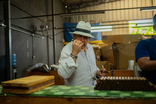 Hand-rolling a premium Attaie cigar